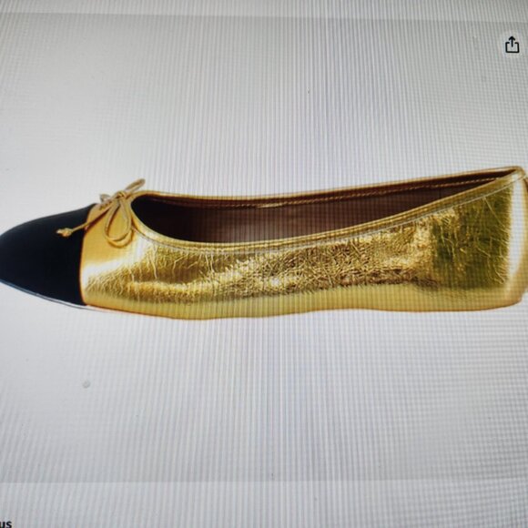 Sam Edelman Leather "Marley" Gold/Black Ballet Flats. NIB. Size 9.5 - Picture 2 of 11